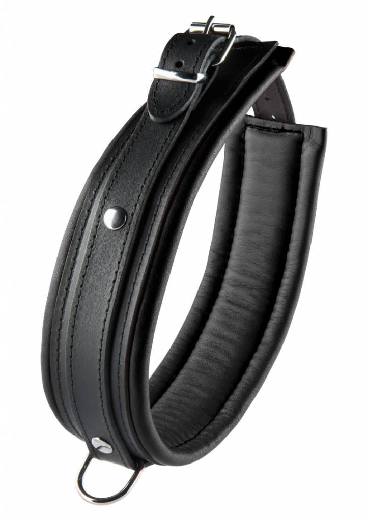 Leren Collar / Halsband 5 cm Zwart/Zwart