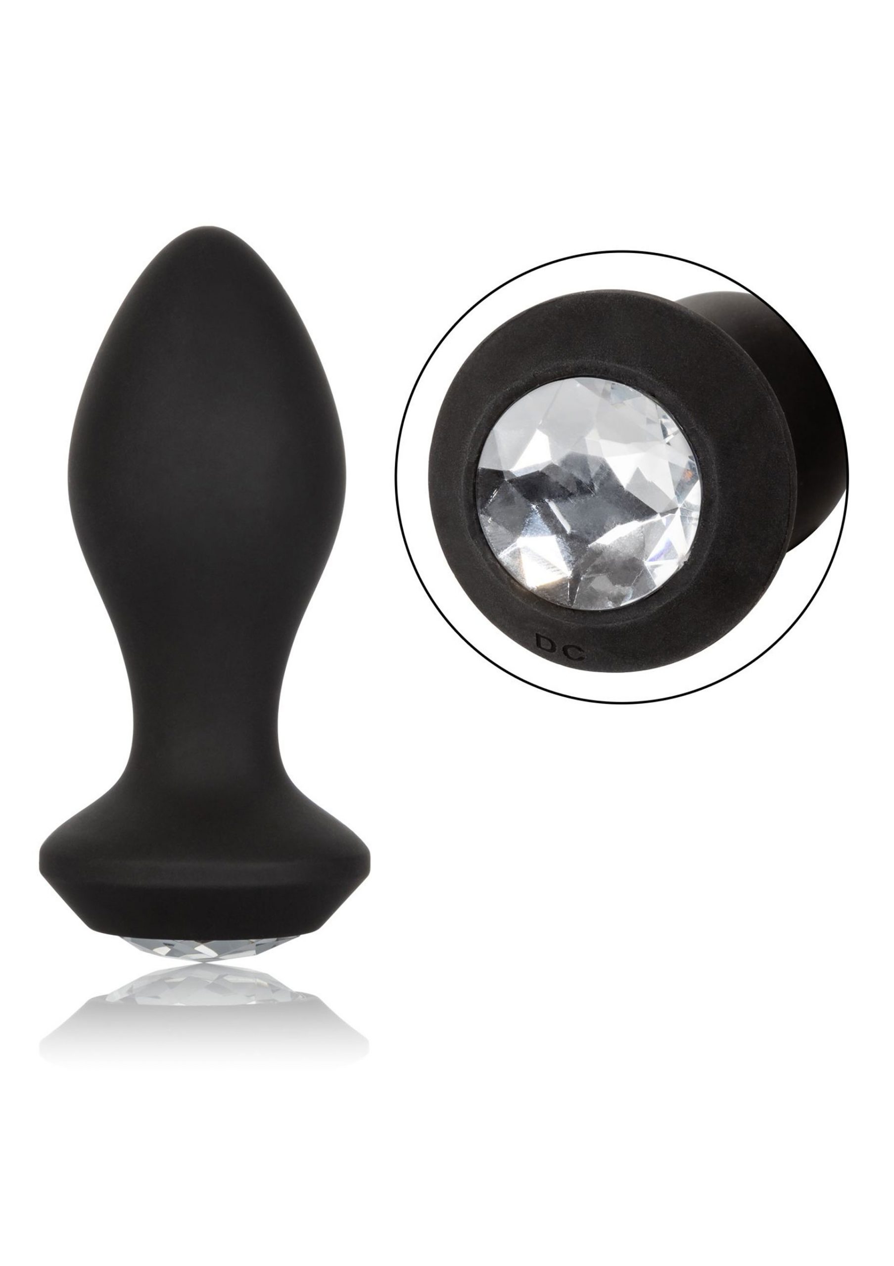 Image of Medium Vibrerende Buttplug met diamant - oplaadbaar Zwart