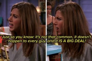 Scene uit Friends: Rachel kwetst Ross met een opmerking over een erectiestoornis.