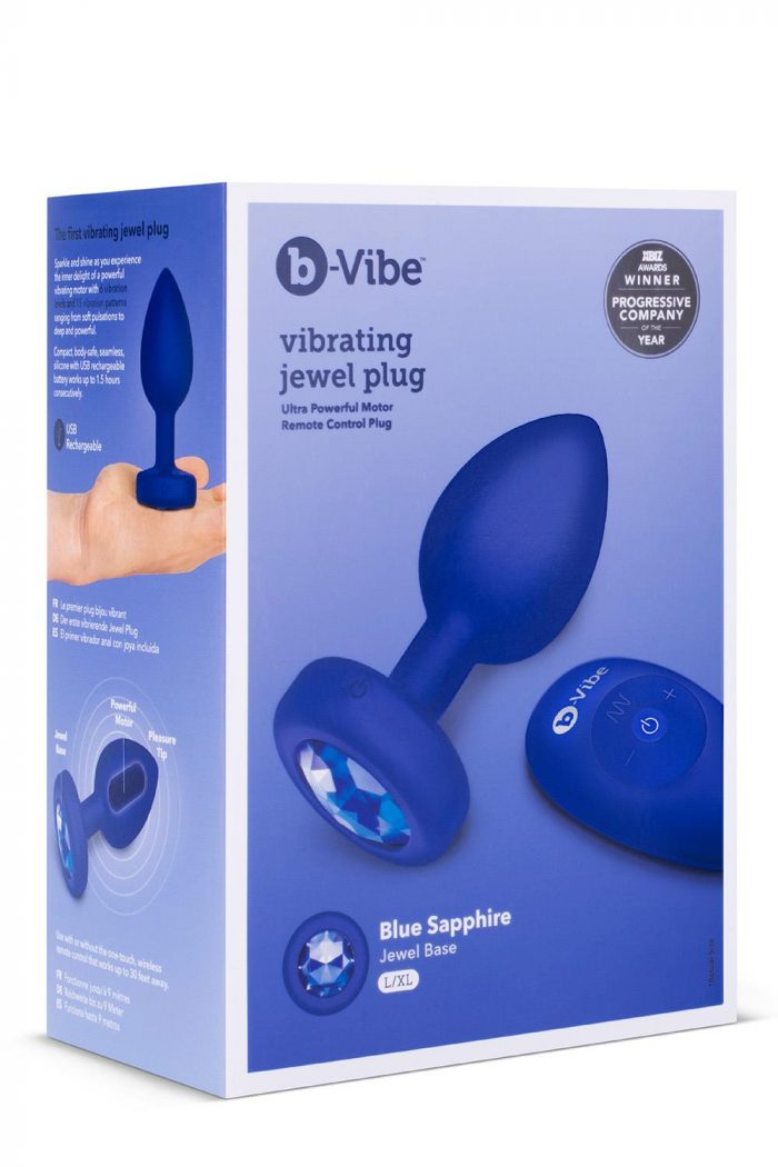 B-Vibe L/XL Vibrerende Buttplug met diamant - Blauw