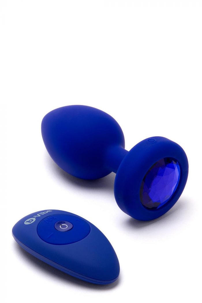 B-Vibe L/XL Vibrerende Buttplug met diamant - Blauw